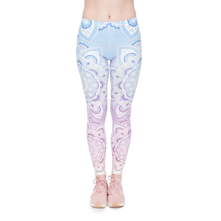 Damen Leggings mit Einhorn-Print, Verlaufsmuster und hohem Komfortbund Drune