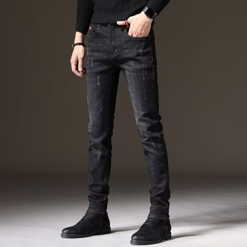 Herren Skinny Jeans mit modischen Abrieb-Effekten und elastischem Baumwollmix Drune