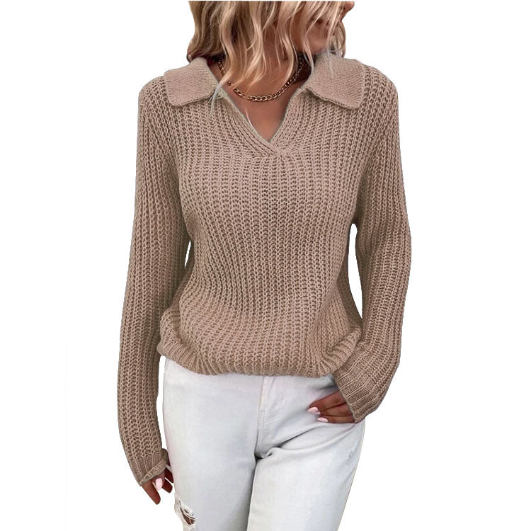 Damen Strickpullover mit strukturiertem Design und modernem V-Ausschnitt Drune