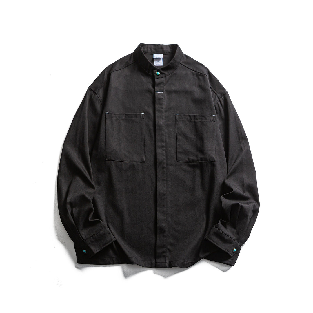 Herren Workwear-Overshirt mit Stehkragen und verdeckter Knopfleiste Drune