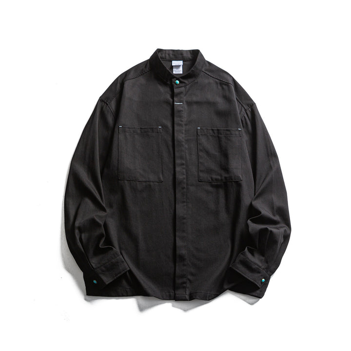 Herren Workwear-Overshirt mit Stehkragen und verdeckter Knopfleiste Drune