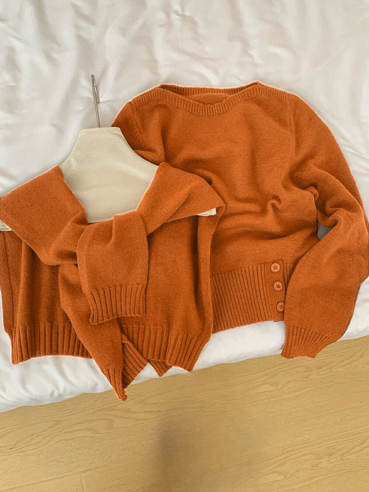 Damen eleganter pullover mit abnehmbarem Kragen Drune