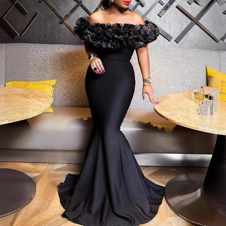 Damen Abendkleid mit voluminösem Rüschensaum Drune