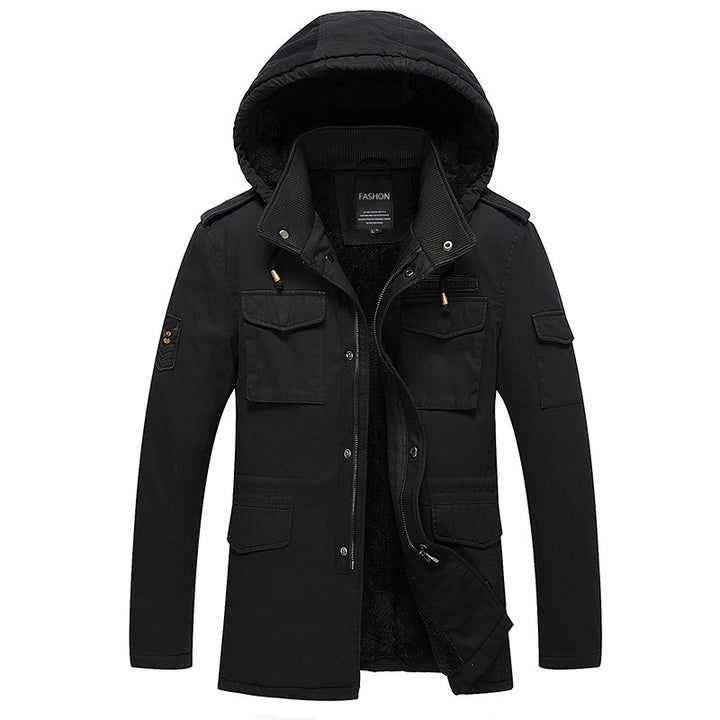 Herren Utility-Parka mit wärmender Teddyfleece-Innenlage, Kapuze und Multifunktions-Taschen Drune