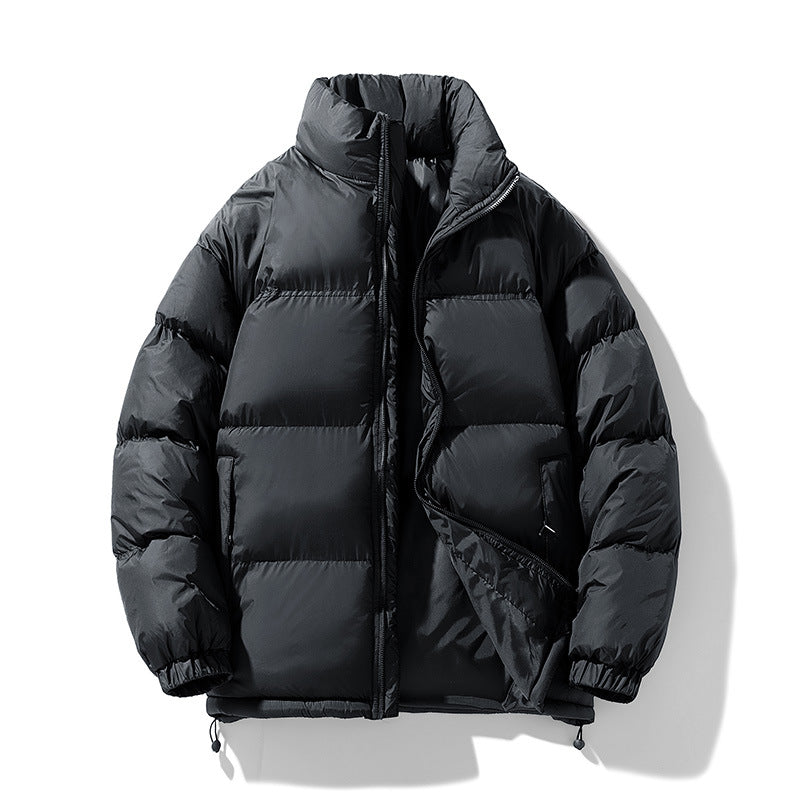 Herren gesteppte Thermo-Daunenimitat-Jacke mit hohem Stehkragen und Kordelzug Drune