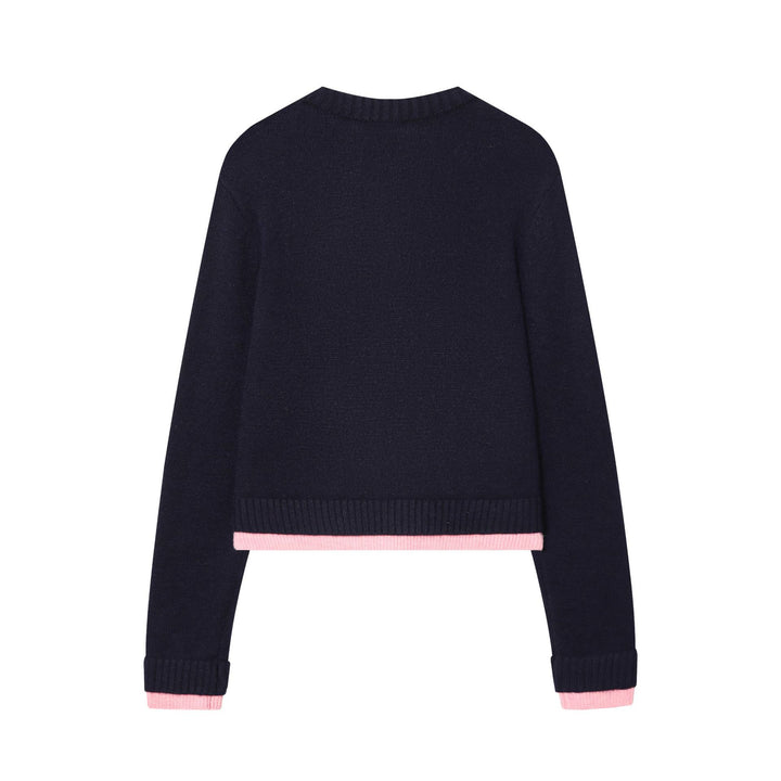 Damen nan gekürzte Strickjacke mit Knopfleiste, Rippenbündchen und dekorativen Taschen Drune