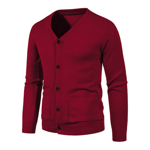 Herren nan leichte Feinstrick-Strickjacke mit V-Ausschnitt, durchgehender Knopfleiste und aufgesetzten Taschen Drune