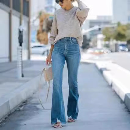 Damen zeitlose Jeans im modernen Schnitt mit cropped Bein Drune