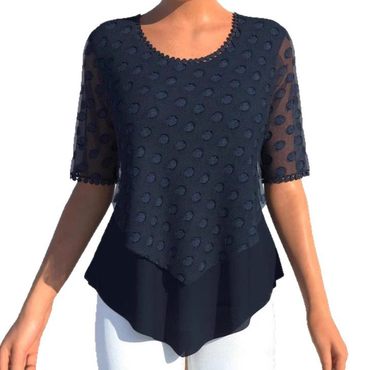 Damen Bluse mit eleganten strukturierten Details und modischem Einsatz Drune