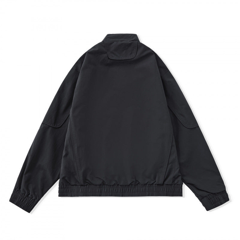 [Unisex] Leichte Boxy-Übergangsjacke mit Stehkragen, Raglanärmeln und Reißverschlusstaschen Drune