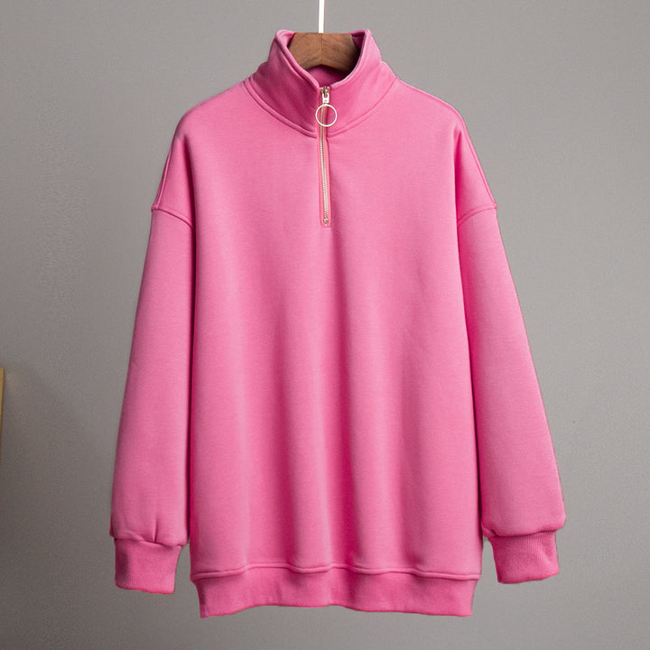 Damen lässiger Pullover mit steigendem Kragen und Reißverschluss Drune