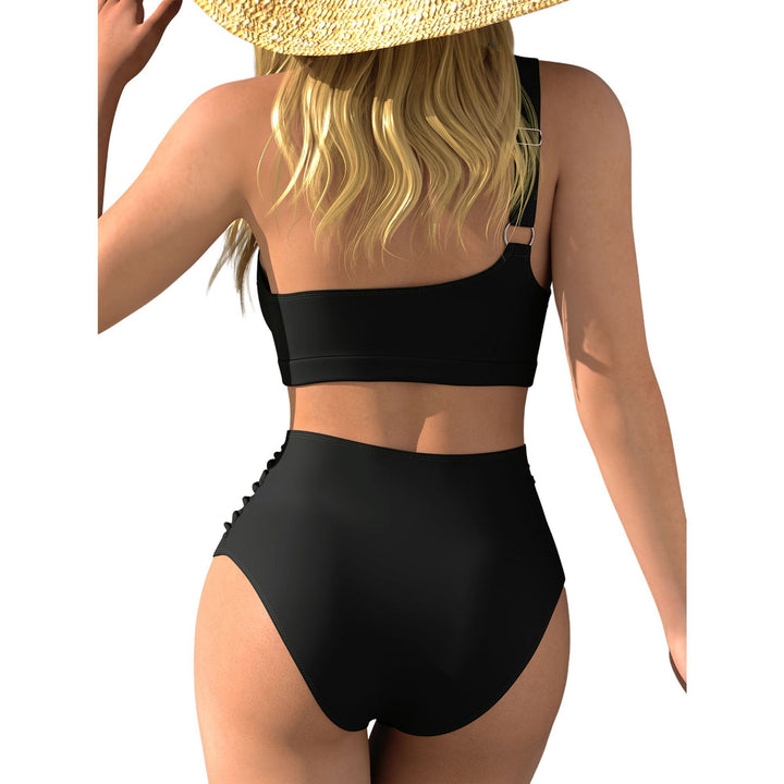 Damen Hochgeschnittener Bikini mit asymmetrischem Oberteil Drune