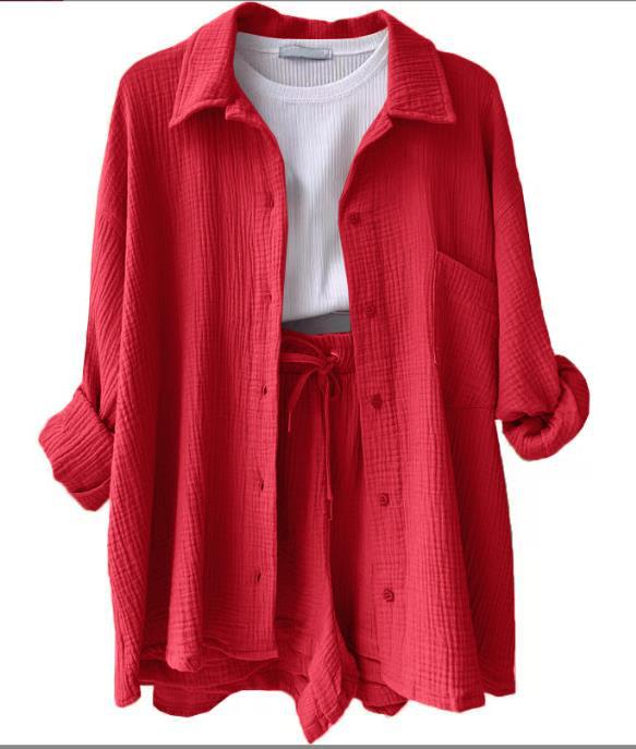 Damen lässiges Oversize-Hemd mit kurzem Schnitt und praktischen Taschen Drune