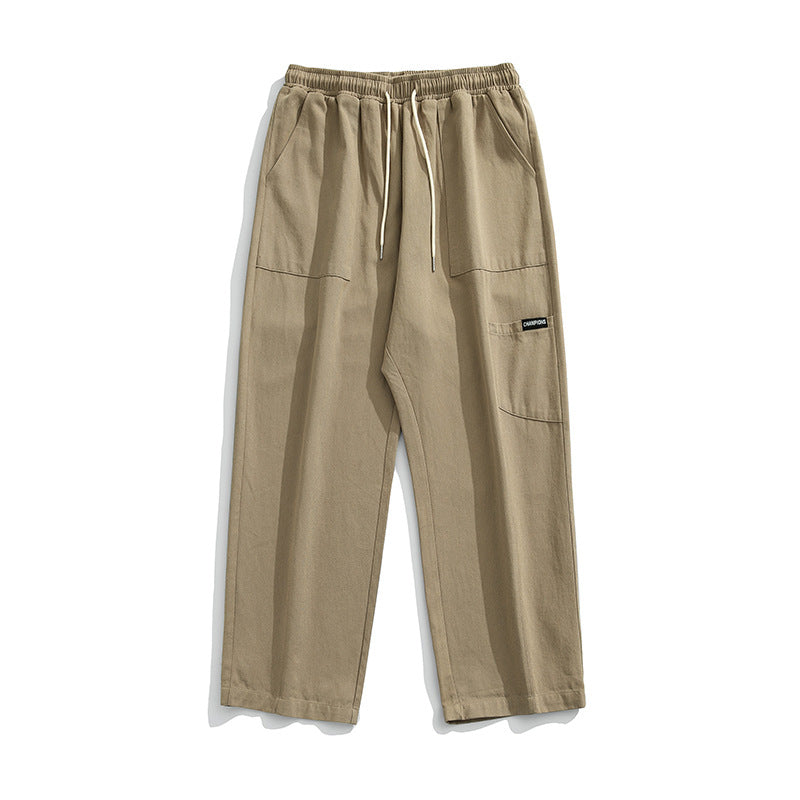 Unisex Weite Relaxed-Freizeithose mit elastischem Bund, Tunnelzug und aufgesetzten Taschen Drune