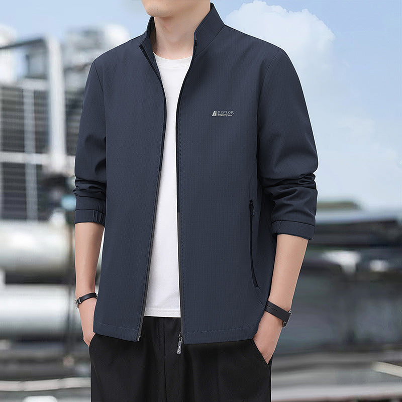 Herren Leichte Alltags-Softshelljacke mit Stehkragen, windabweisender Membran und Reißverschlusstaschen Drune