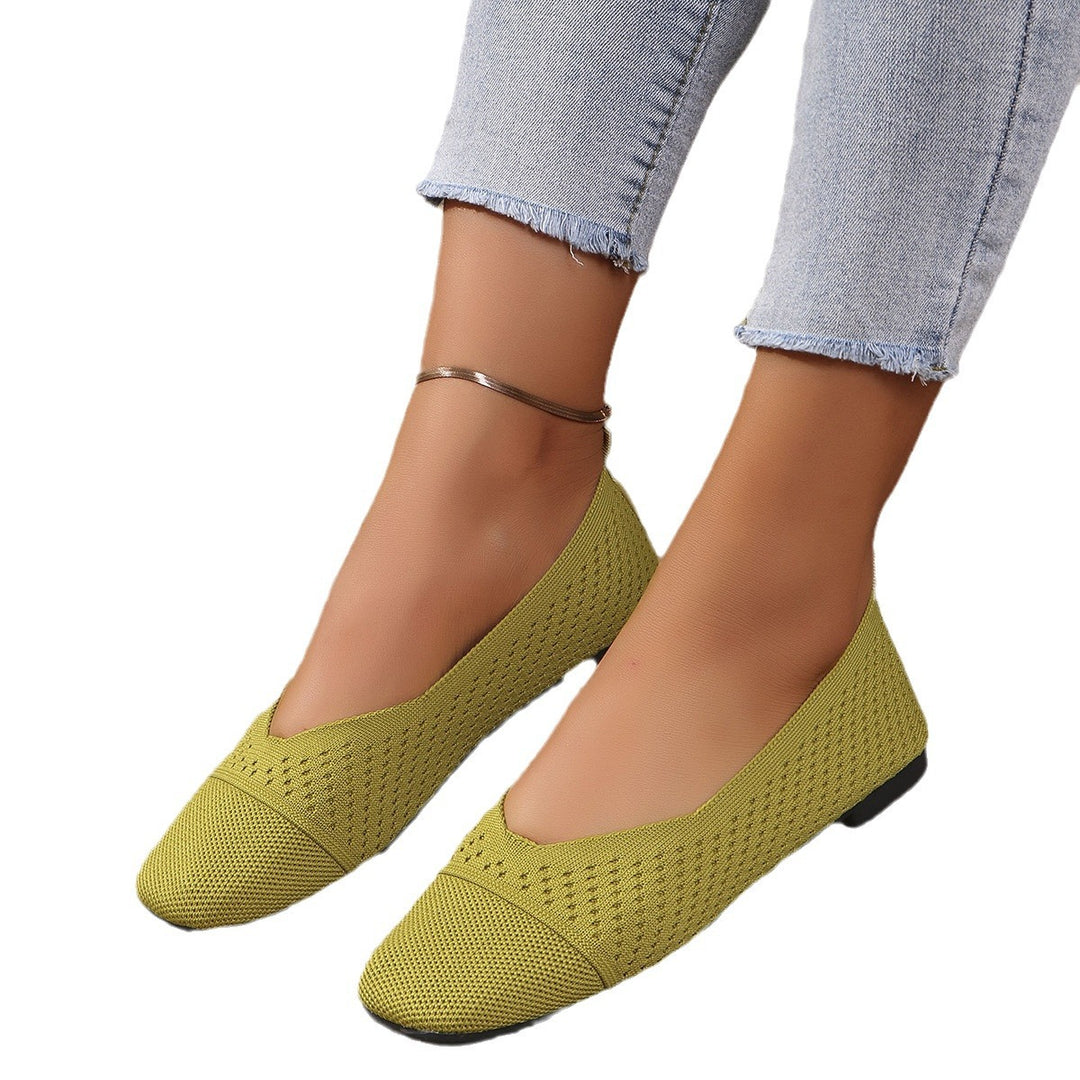 Damen atmungsaktive Ballerinas mit elegantem Lochmuster und rutschfester Sohle Drune
