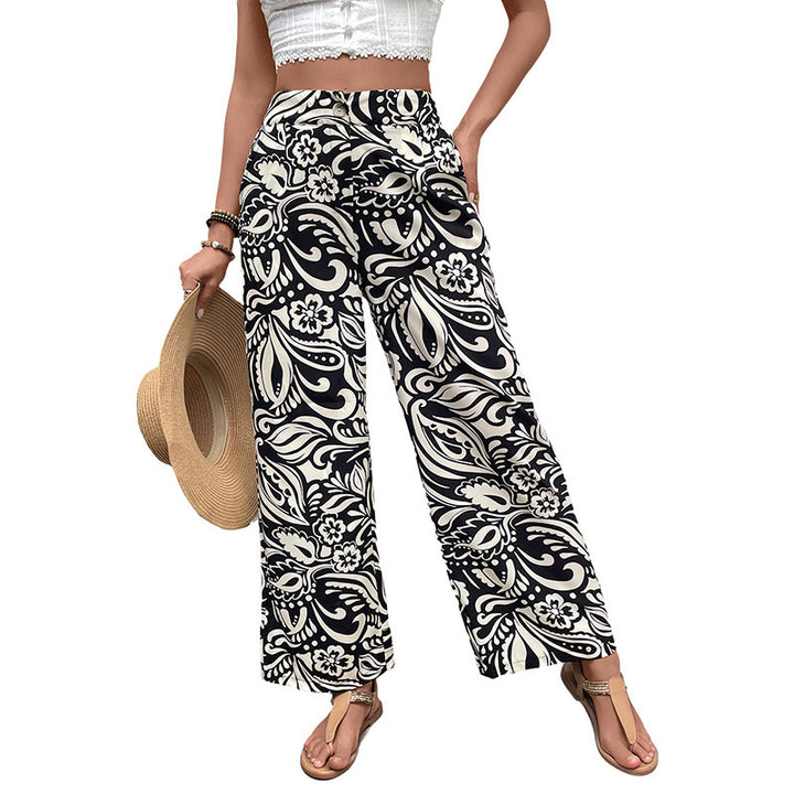Damen Weite Palazzo-Jeans mit floralem Muster Drune