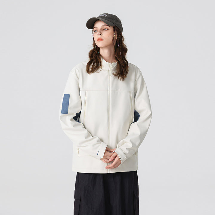 Herren Hybrid-Softshelljacke im Urban-Tech-Look mit hohem Stehkragen und verdecktem Reißverschluss Drune