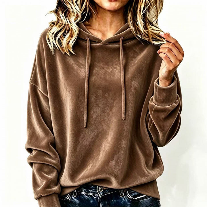 Damen Velours-Oversize-Kapuzenpullover mit Raglanärmeln Drune