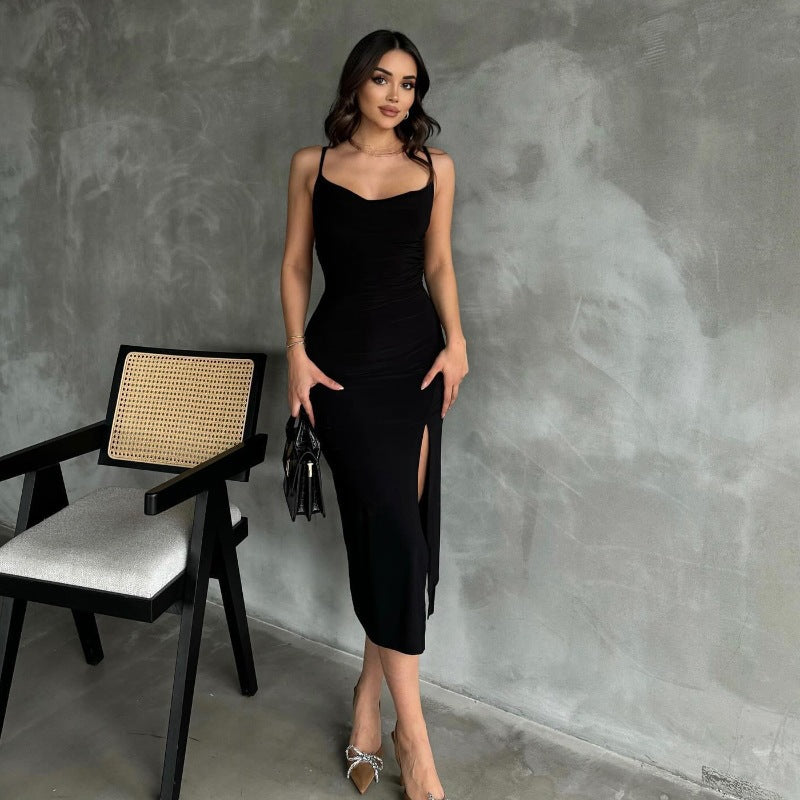 Damen Elegantes Maxi Kleid mit figurbetontem Schnitt und seitlichem Schlitz Drune