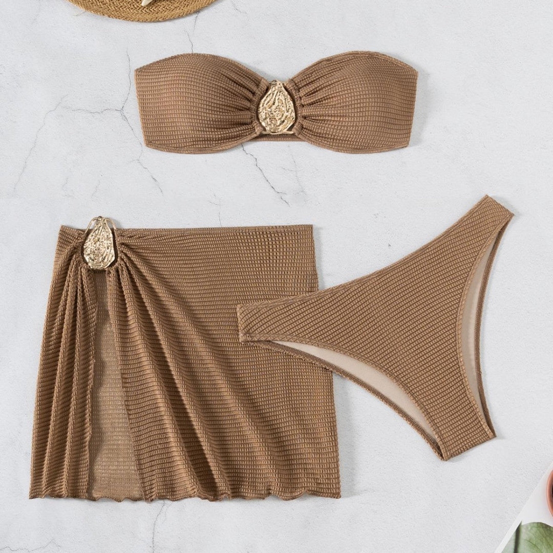 Damen Bandeau-Bikini-Set mit schickem Faltendetail Drune