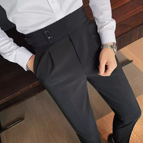 Herren Elegante Anzughose mit hoher Tailierung Drune