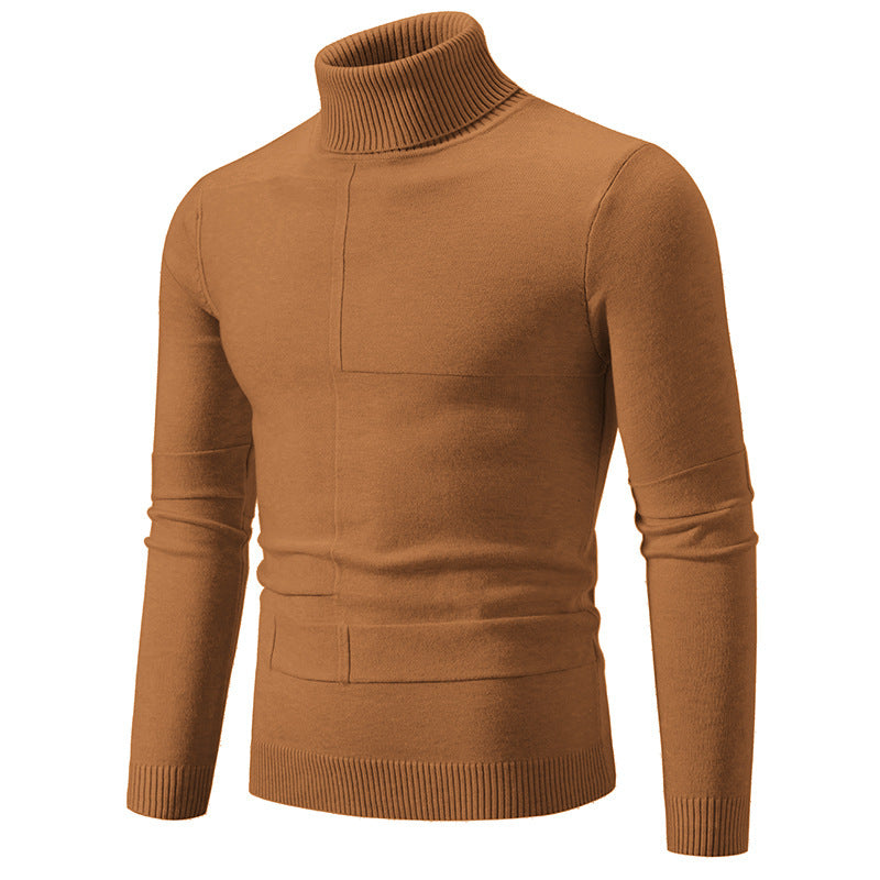 Herren nan feiner Rollkragenpullover mit Strukturnähten, slim-fit und geripptem Bündchen Drune