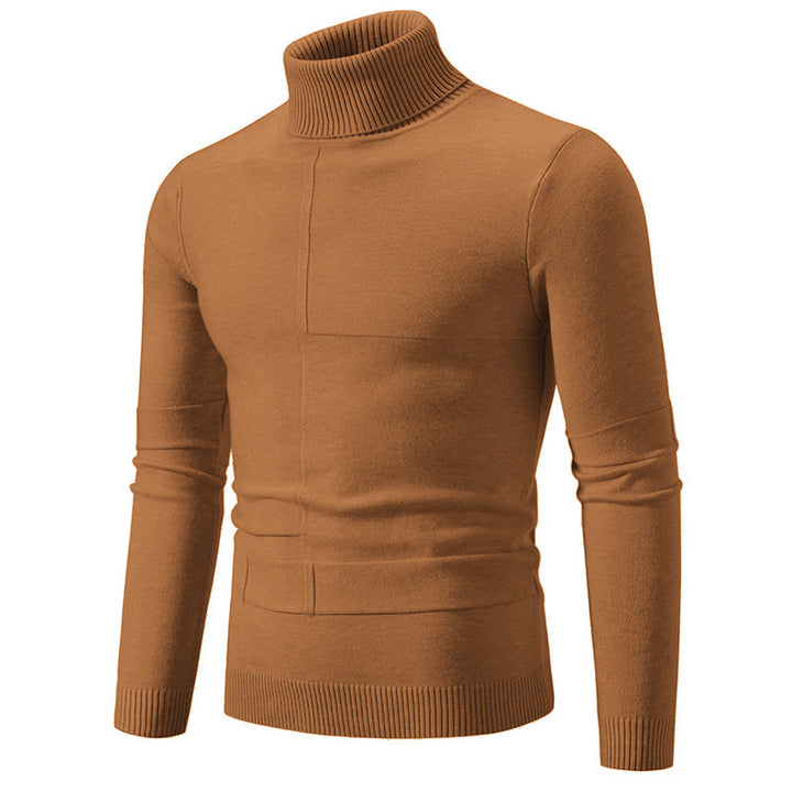 Herren nan feiner Rollkragenpullover mit Strukturnähten, slim-fit und geripptem Bündchen Drune