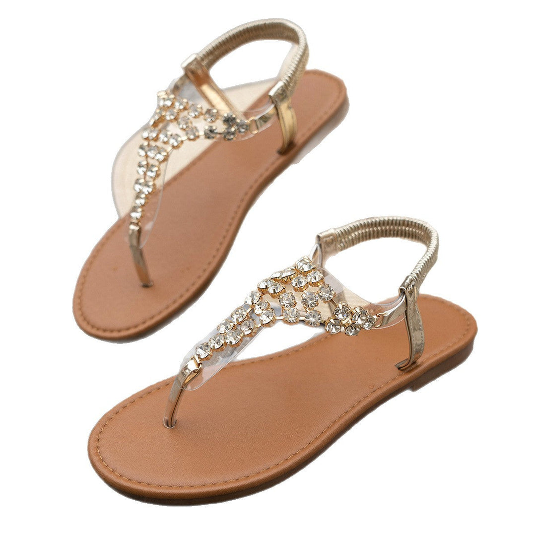 Damen Zehentrenner-Sandalen mit funkelnden Strass-Applikationen Drune