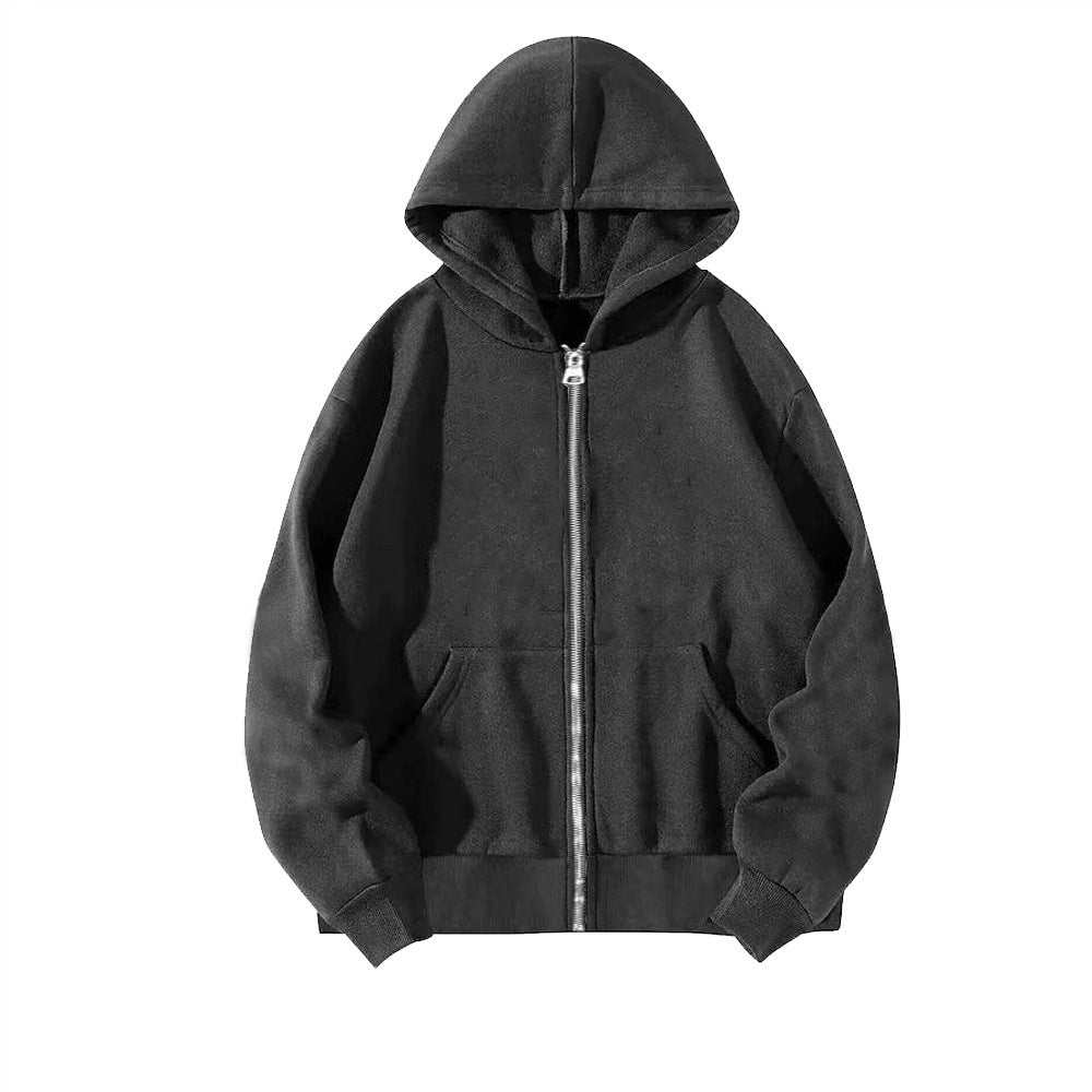 Unisex nan lässige Kapuzenjacke mit robustem Metall-Reißverschluss doppellagiger Kapuze und tiefen Känguru-Eingrifftaschen Drune