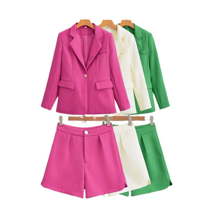 Damen Tailliertes Blazer- und Shorts-Set mit Korsagen-Croptop Drune