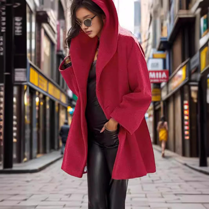 Damen Kapuzen-Teddycoat im Oversize‑A‑Linienschnitt mit überschnittenen Schultern Drune