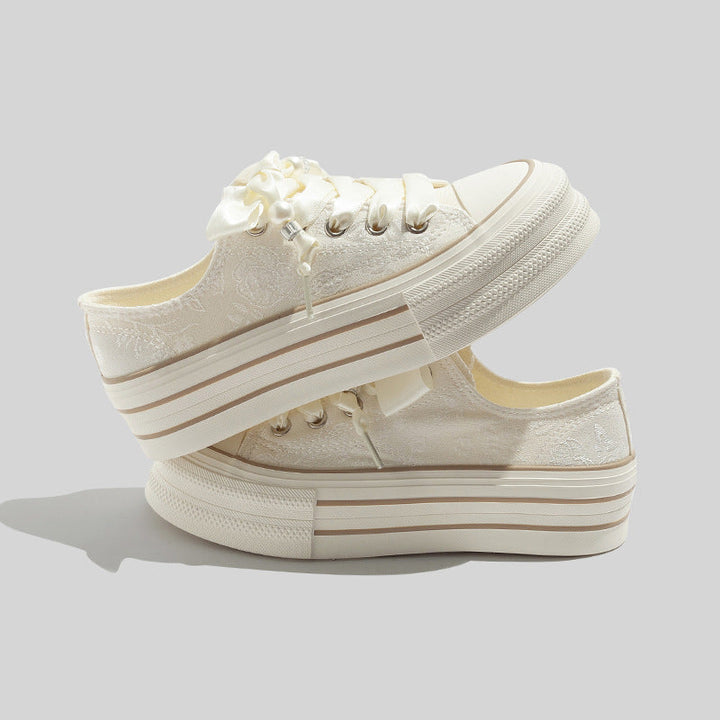 Damen Plattform Sneakers mit eleganter Satinschnürung und modischem Design Drune