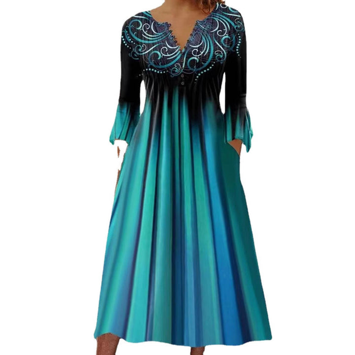 Damen Midikleid mit eleganter Bestickung und fließendem Schnitt Drune