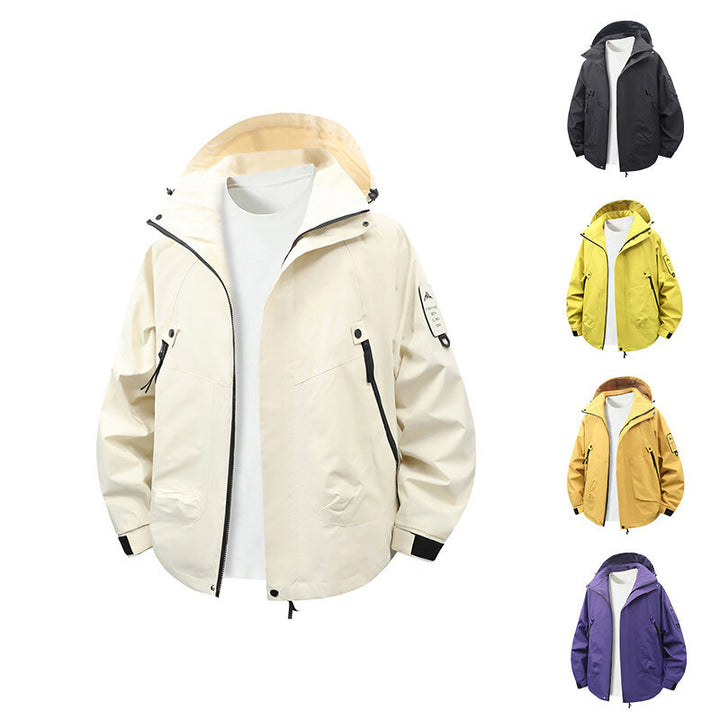 Herren funktionale und wasserabweisende Outdoor-Jacke mit verstellbarem Kapuzenkragen Drune