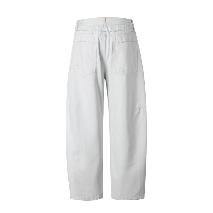 Damen Hochtaillierte Relaxed-Fit-Jeans mit sichtbarer Knopfleiste und Cargo-Seitennähten Drune