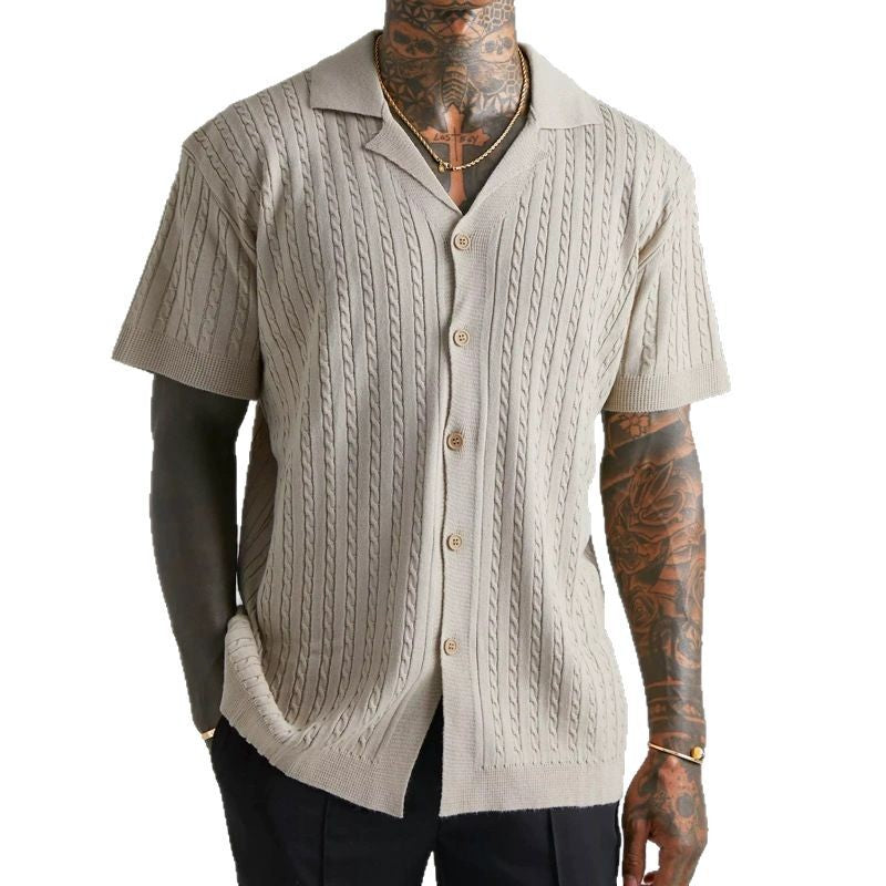 Herren Strickhemd mit strukturiertem Muster Drune