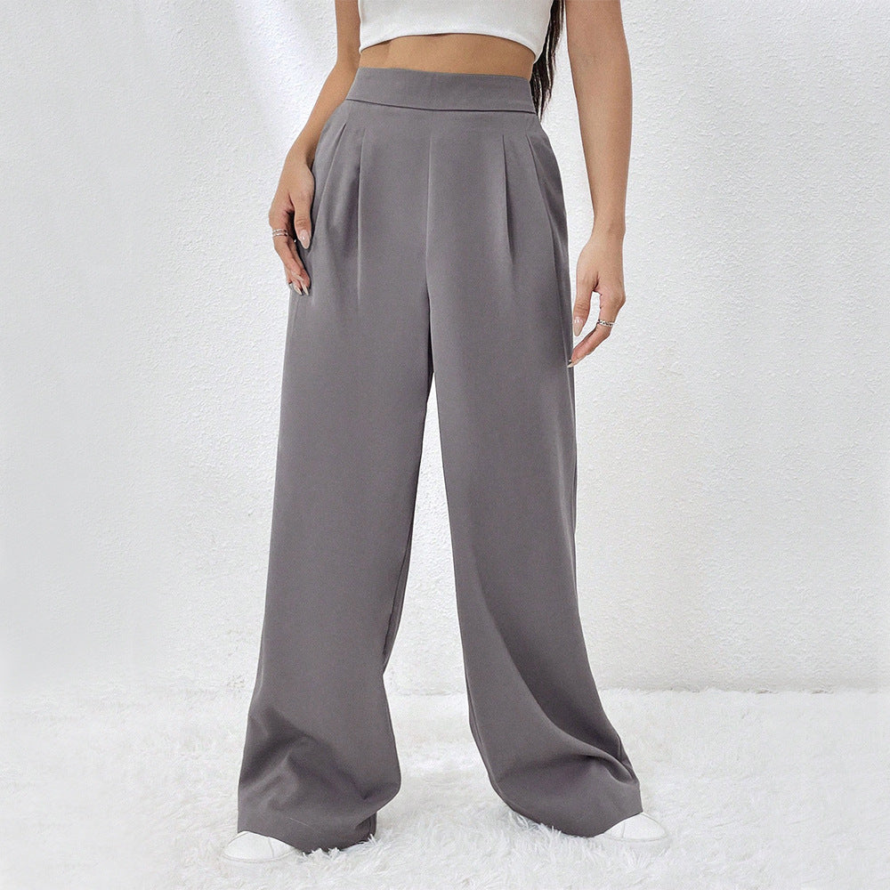 Damen elegante weite Hose mit hohen Bund und Falten Drune