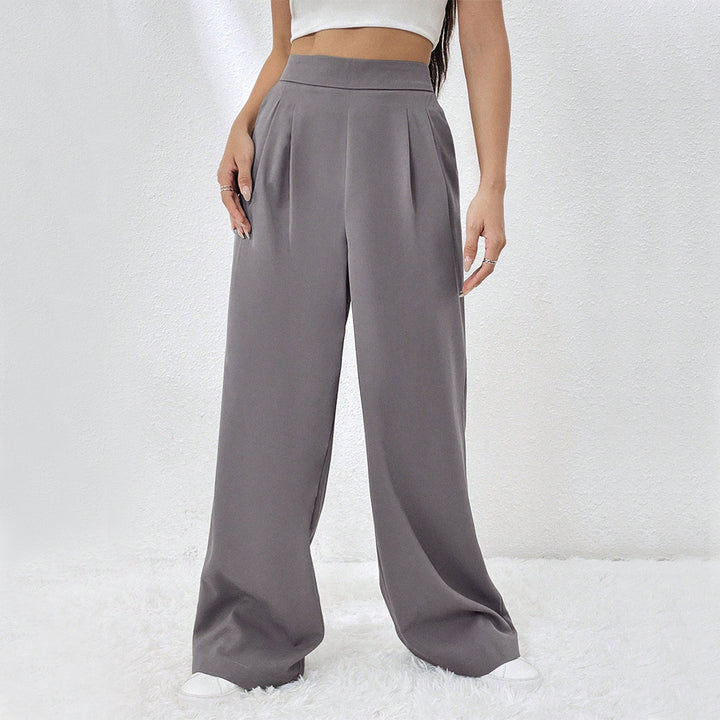 Damen elegante weite Hose mit hohen Bund und Falten Drune