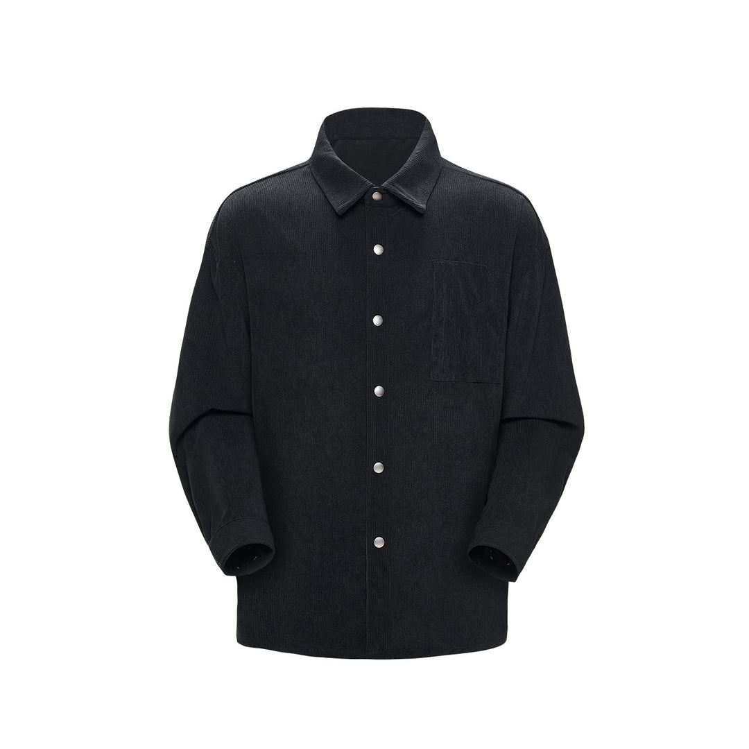 Herren Oversize-Cordhemdjacke mit Druckknöpfen und Brusttasche Drune