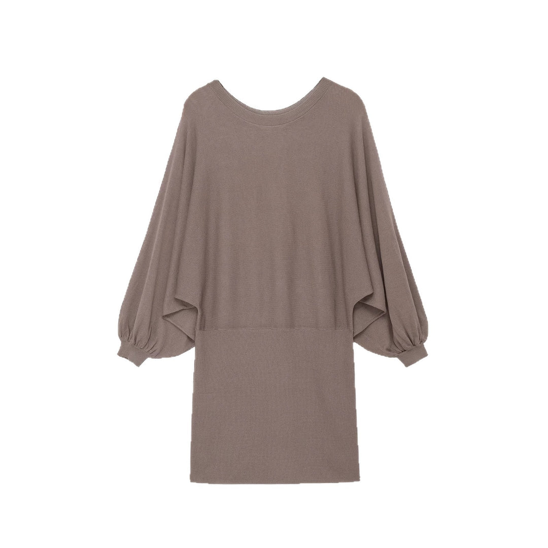 Damen Midikleid mit weitem Poncho-Oberteil und Ballonärmeln Drune