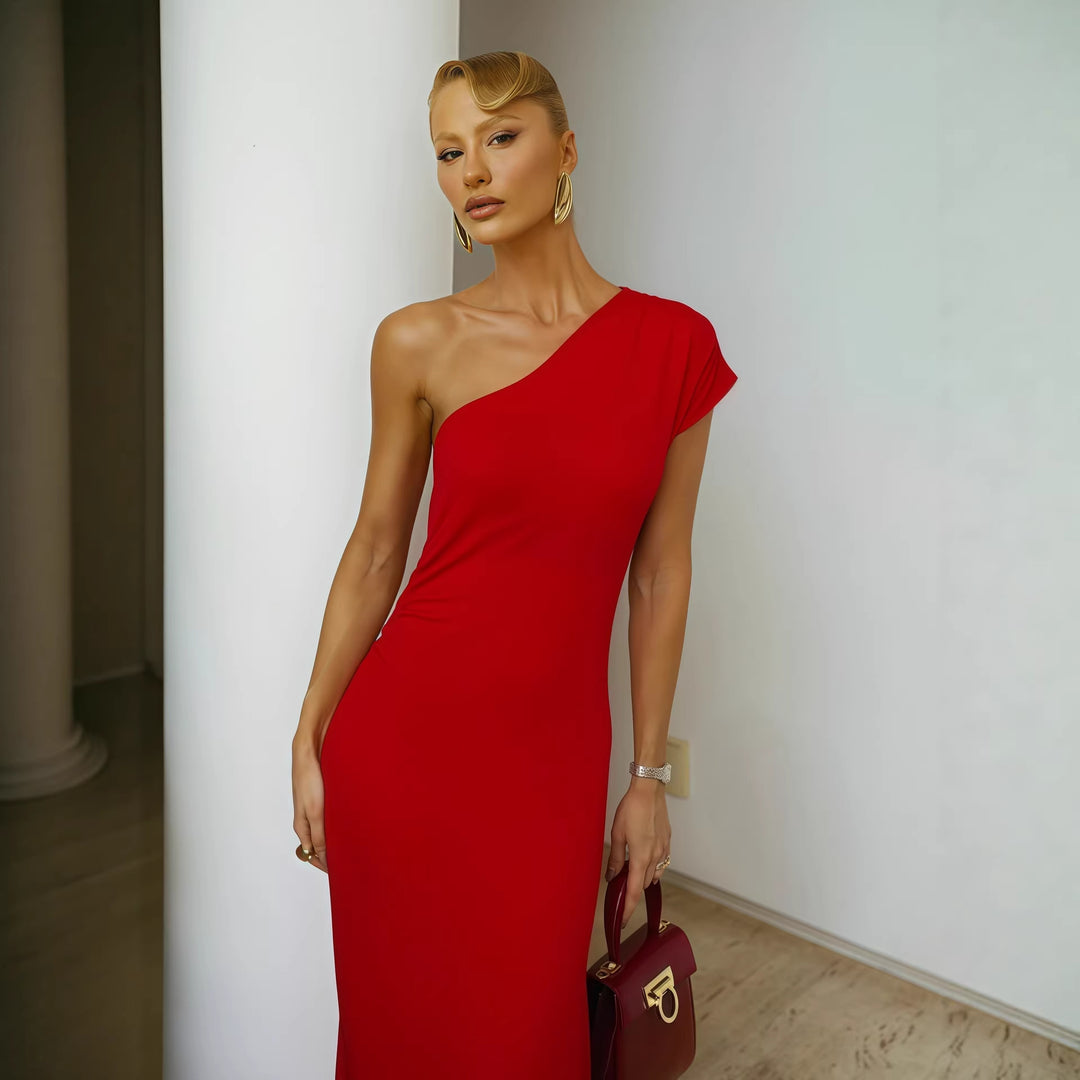 Damen Elegantes ärmelloses Wickelkleid mit asymmetrischem Schnitt Drune