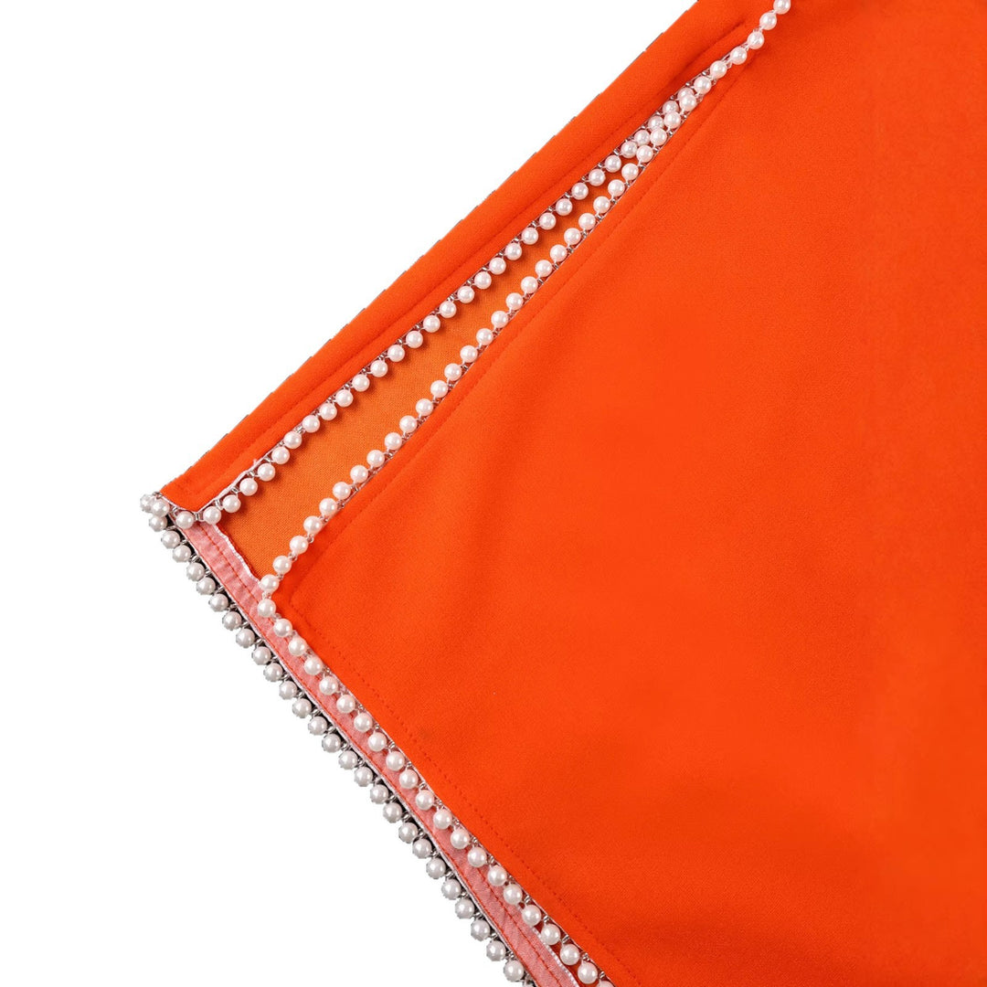Damen elegantes Kleid mit dekorativen Perlenakzenten Drune