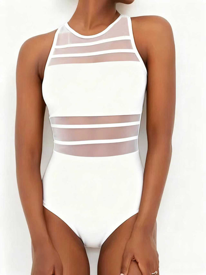 Damen Sportlicher Einteiler mit transparenten Einsätzen Drune