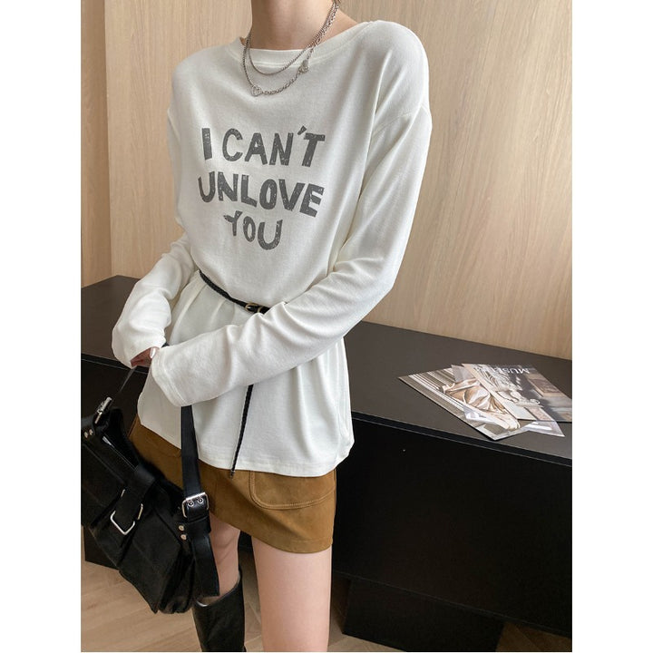Damen Langarmshirt mit kreativem Schriftzug und lässigem Schnitt Drune