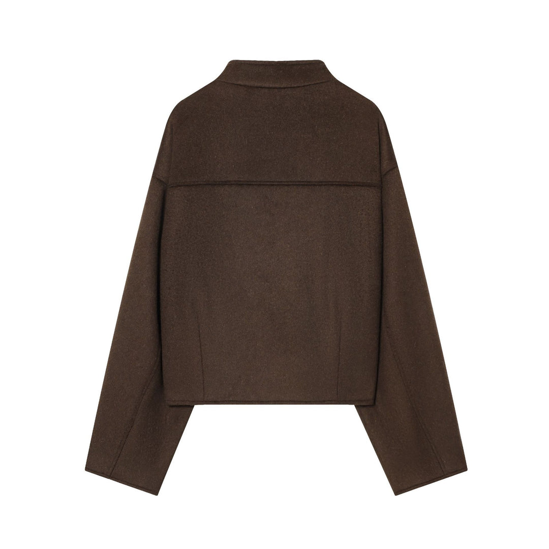 Damen nan kurzes Wollcape mit asymmetrischer Knopfleiste Drune