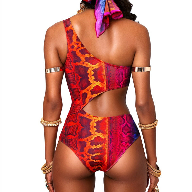 Damen asymmetrischer Cut-Out Badeanzug Drune