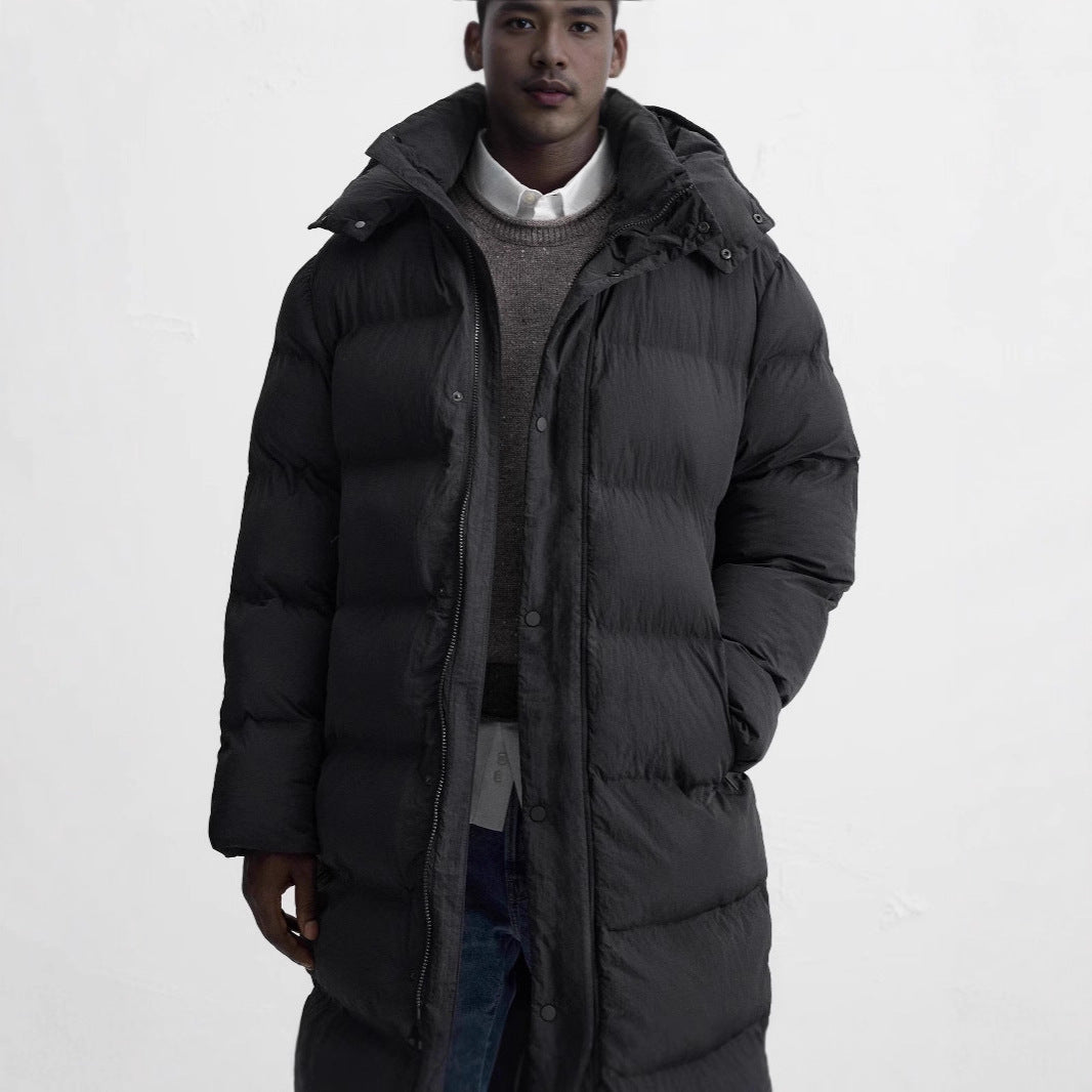 Herren Langer gesteppter Winterparka mit Kapuze, Zwei‑Wege‑Reißverschluss und Thermofüllung Drune