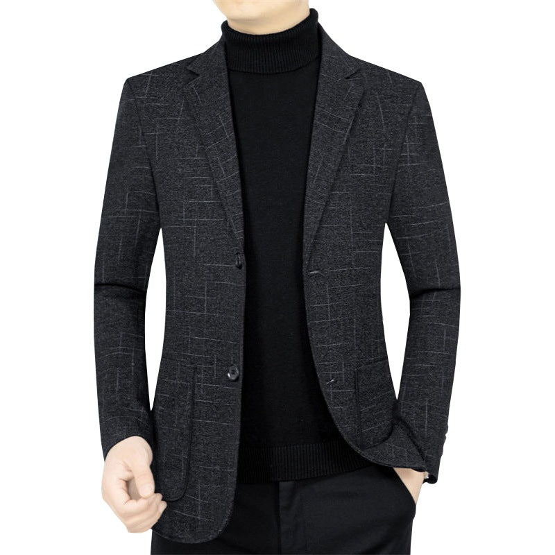 Herren Slim-Fit Sakko aus Wollmischung mit dezentem Karomuster Drune