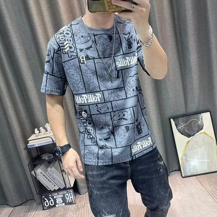 Herren lässiges T-Shirt mit kreativem Comic-Design Drune